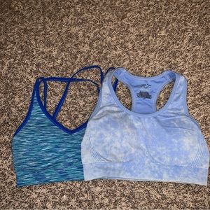 Two different blue sports bras